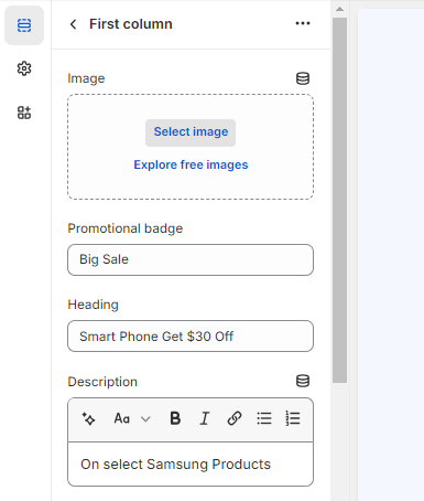 First Column Settings I