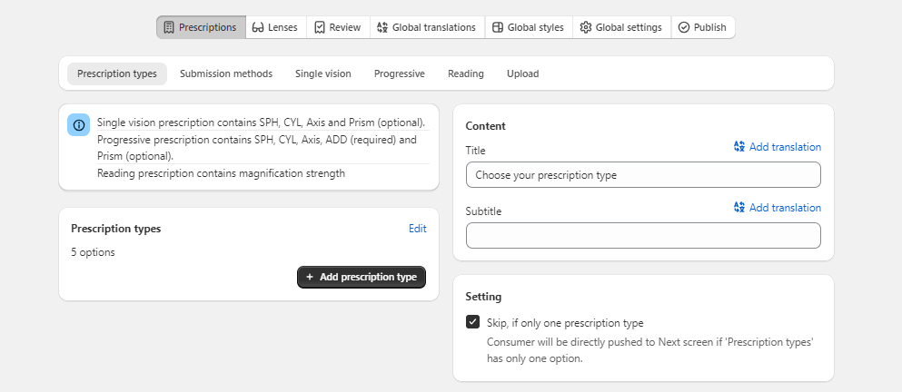 Lens Collection Settings