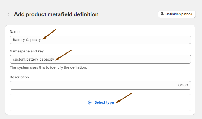 Metafield Definition Fields