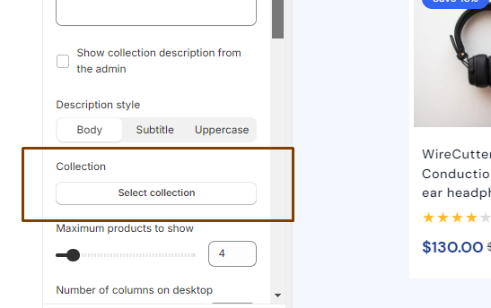 Select Collection Setting