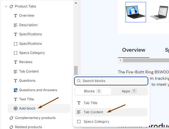 Tab Content Block