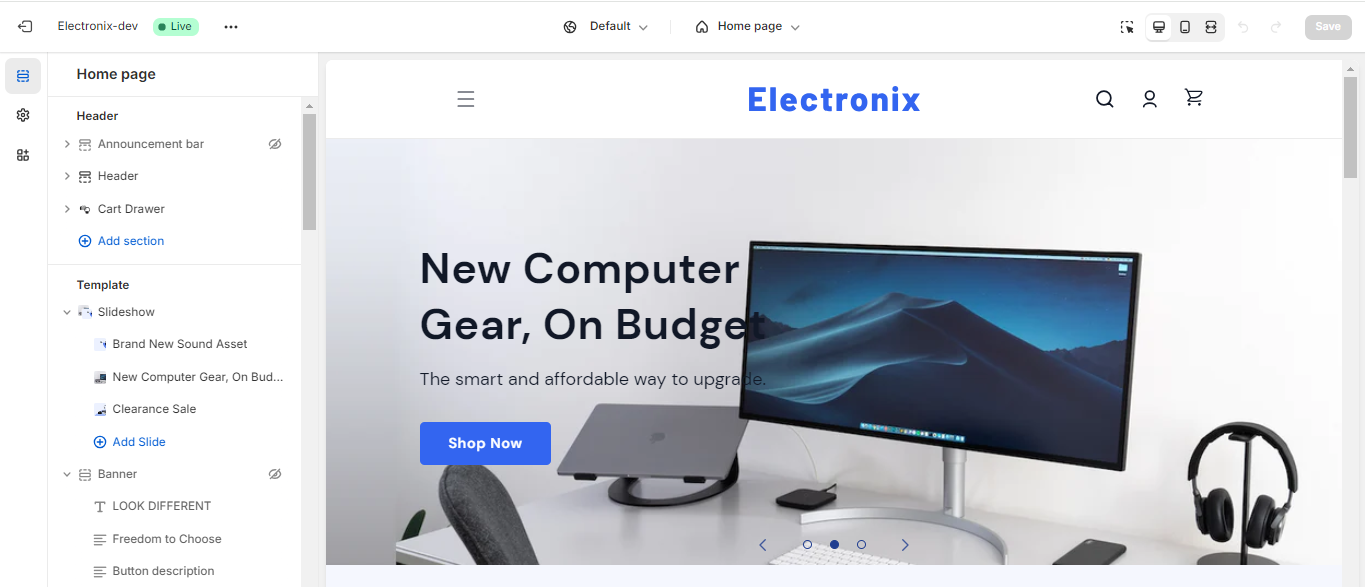 Theme Editor Home Page